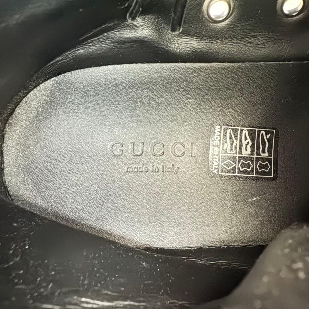 美品　GUCCI 423299 ロゴプレート23cm ハイカットスニーカー 黒