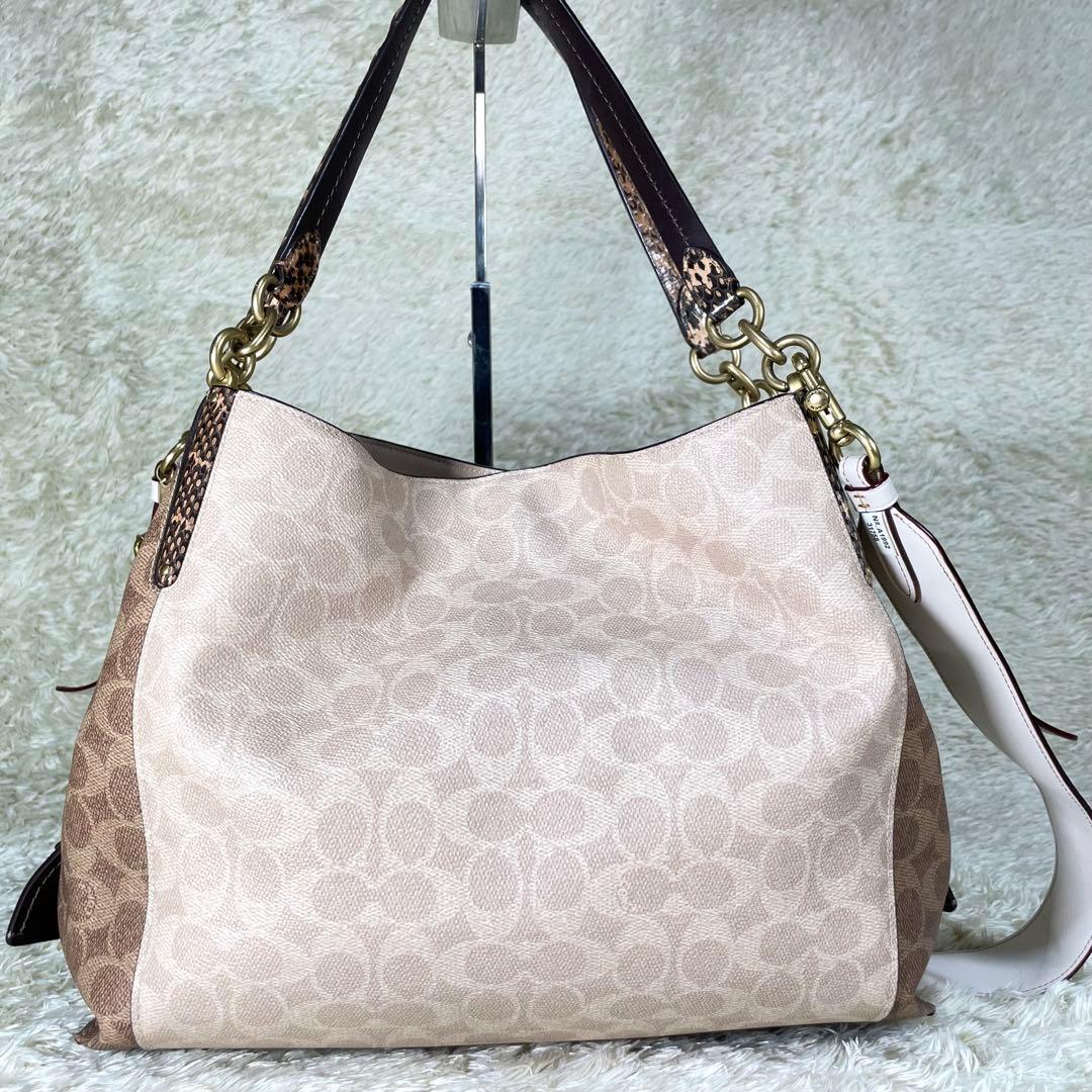 レア❗️コーチ ダルトン 31 ブロック シグネチャー スネークスキン ディテール