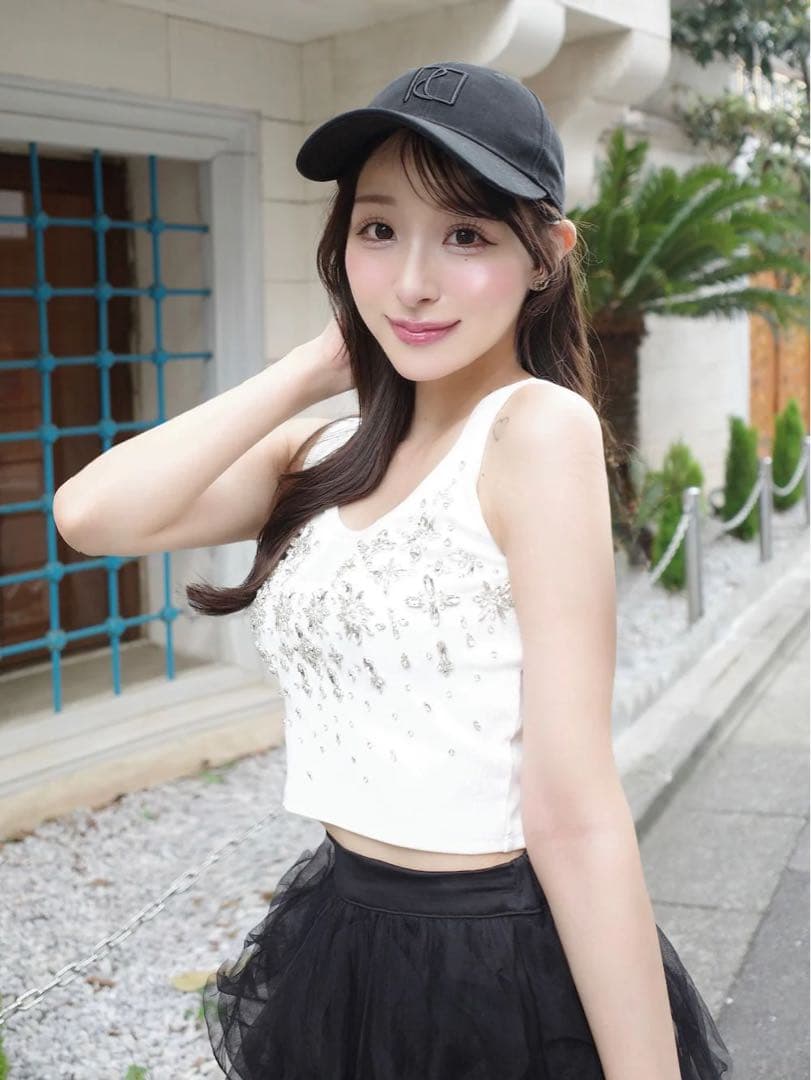 新品タグつき ダーリッチ ジュエリーリブノースリトップス ホワイト 白 F