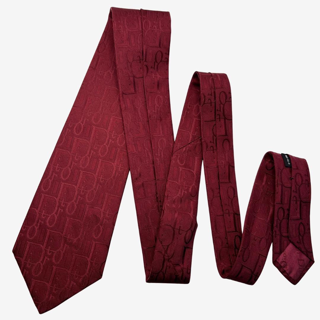 Christian Dior シルクネクタイ ロゴグラム レッド