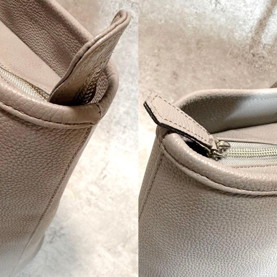 極美品 hinn ヒン トートバッグ シボ革 レザー グレー 大容量 A4○