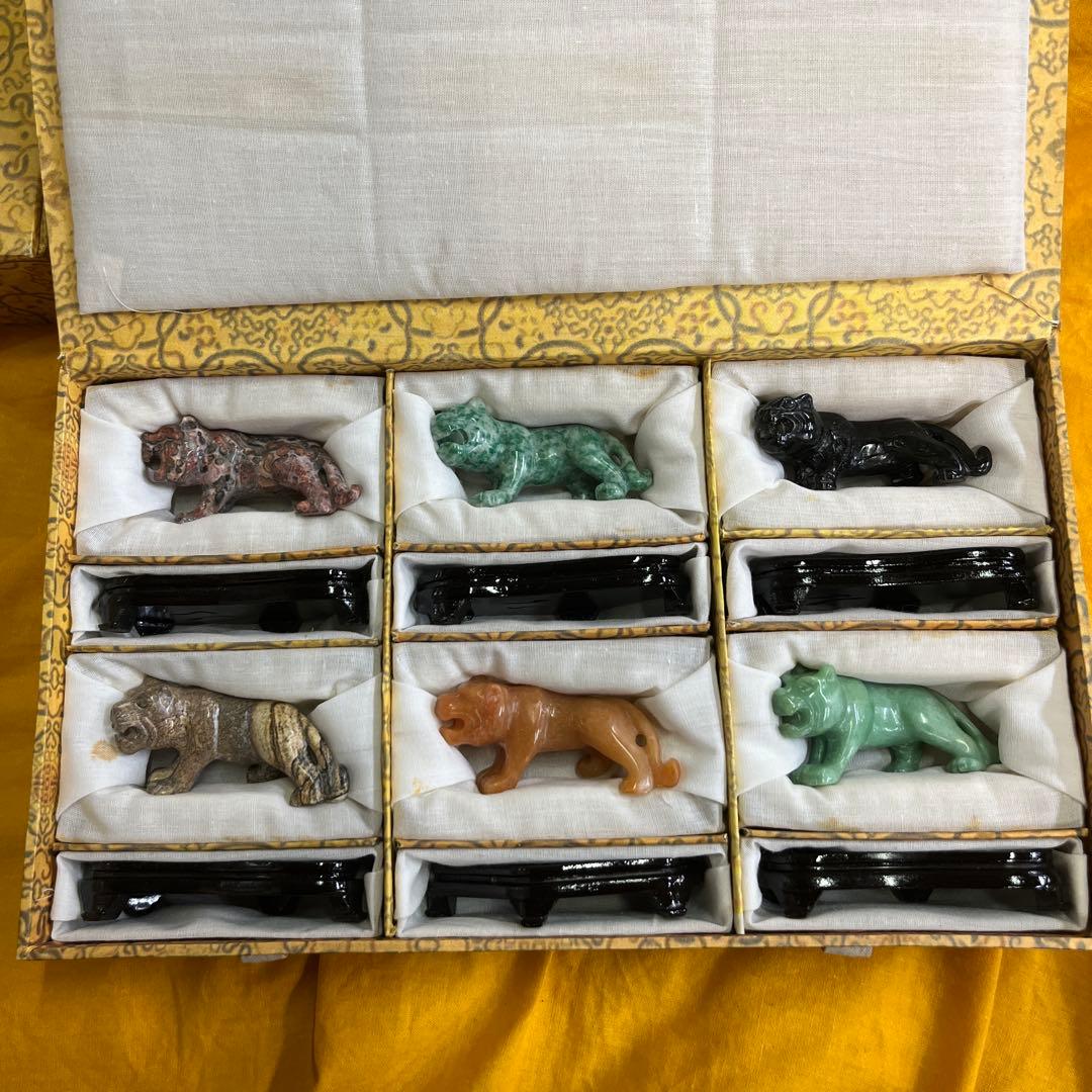 石製虎の置物セット 6個セット