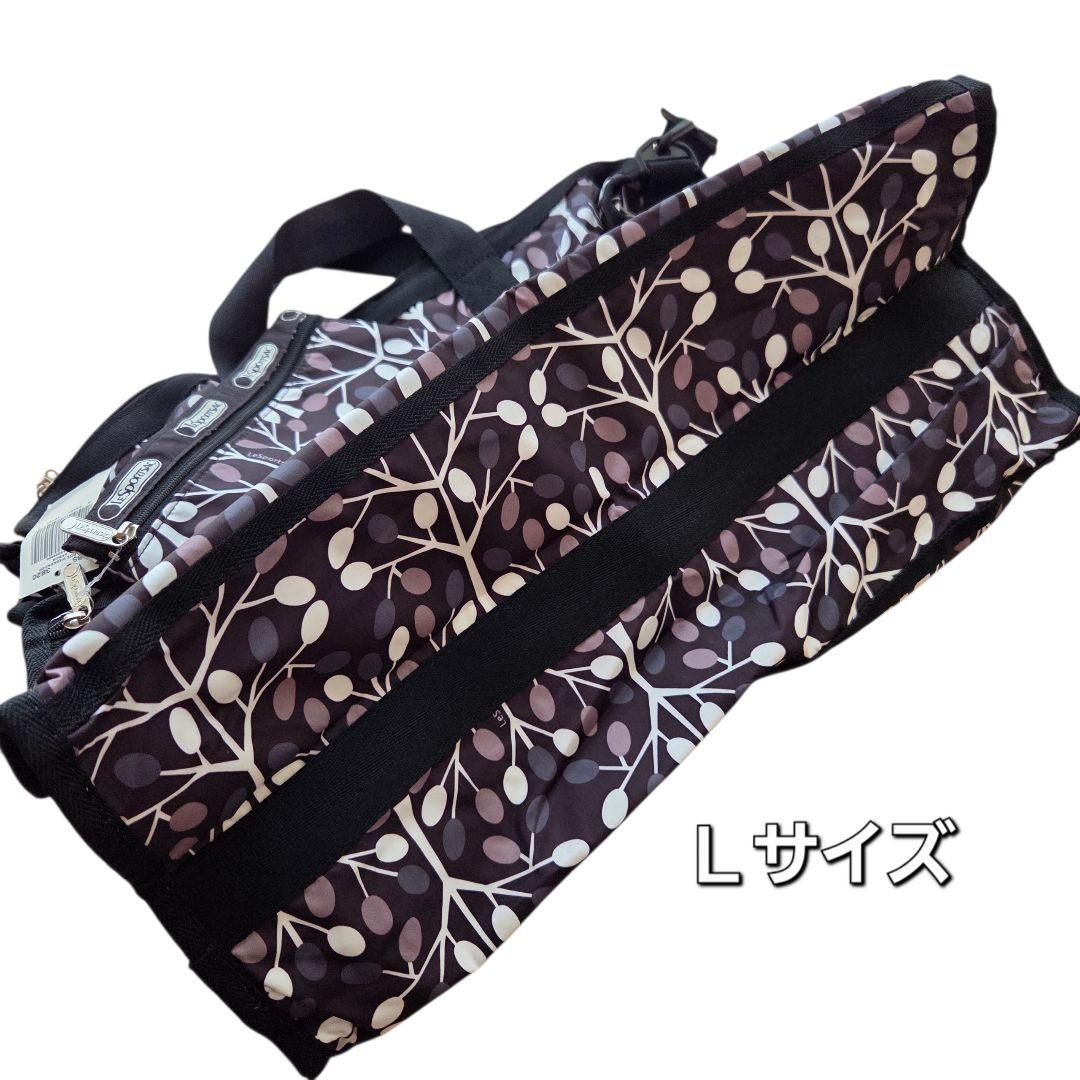 【新品タグ付】レスポートサック　北欧風　植物　木　ボストンバック　M　Ｌ　黒