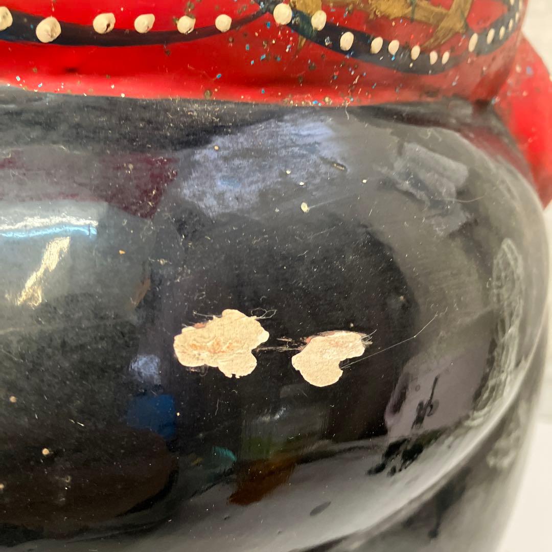 昭和レトロ 陶器製 貯金箱 黒猫 大型招き猫 まねきねこ 億万両 古道具オブジェ