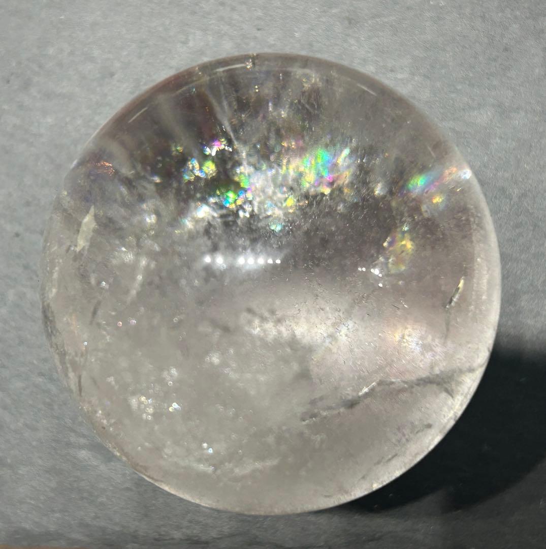 水晶丸玉　虹入り