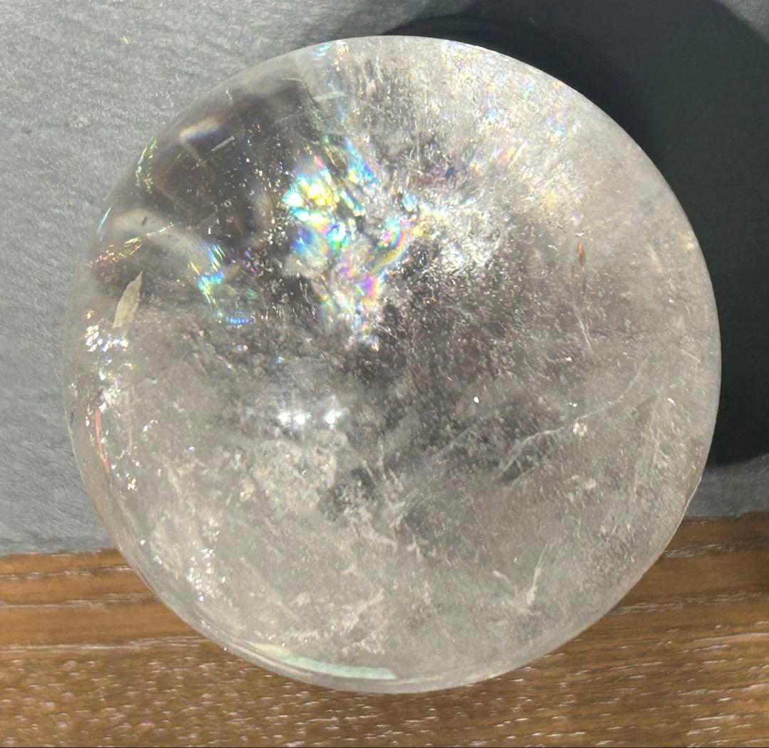 水晶丸玉　虹入り