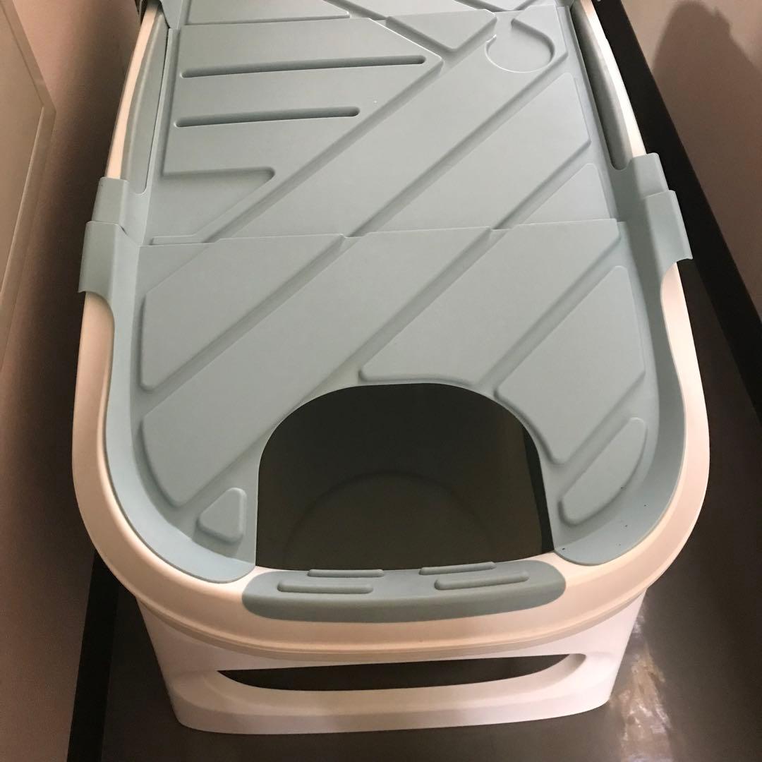 簡易浴槽（折りたたみ式1.4m） 青と白 中古