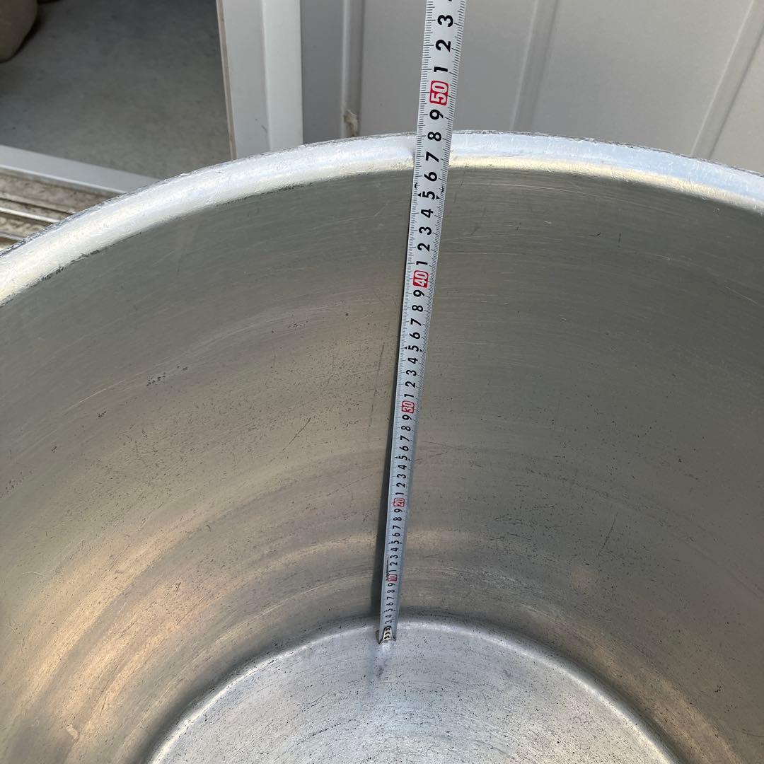 業務用　大型アルミニウム製寸胴鍋　大容量　両手取っ手付き　内径約48㎝　材分厚い