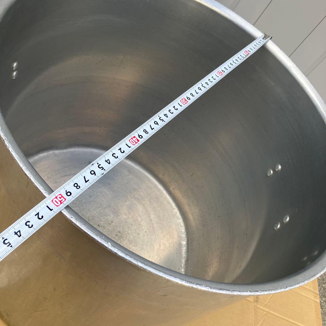 業務用　大型アルミニウム製寸胴鍋　大容量　両手取っ手付き　内径約48㎝　材分厚い