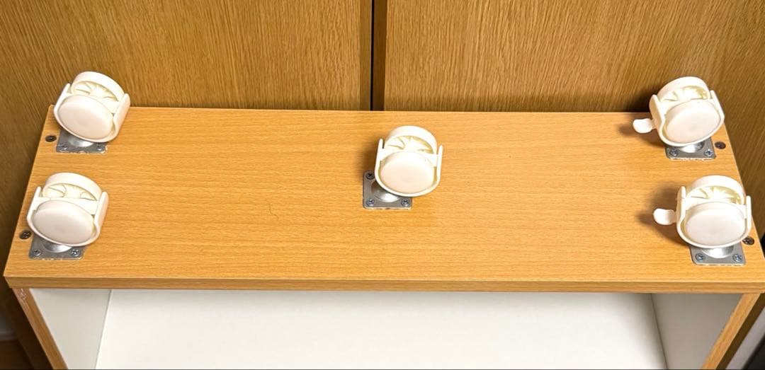 キャスター付き木製本棚　スリム型　3段　2点セット