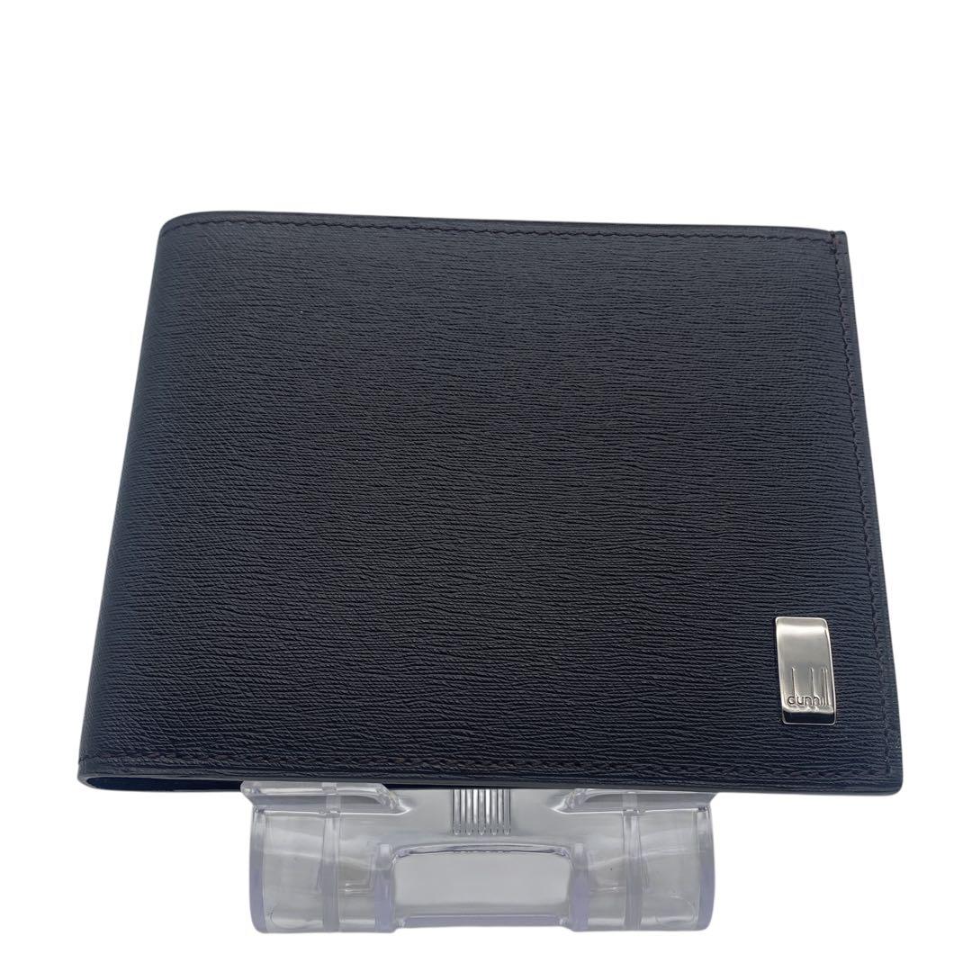 【未使用級】 ダンヒル dunhill 二つ折り財布 ロゴプレート ブラック