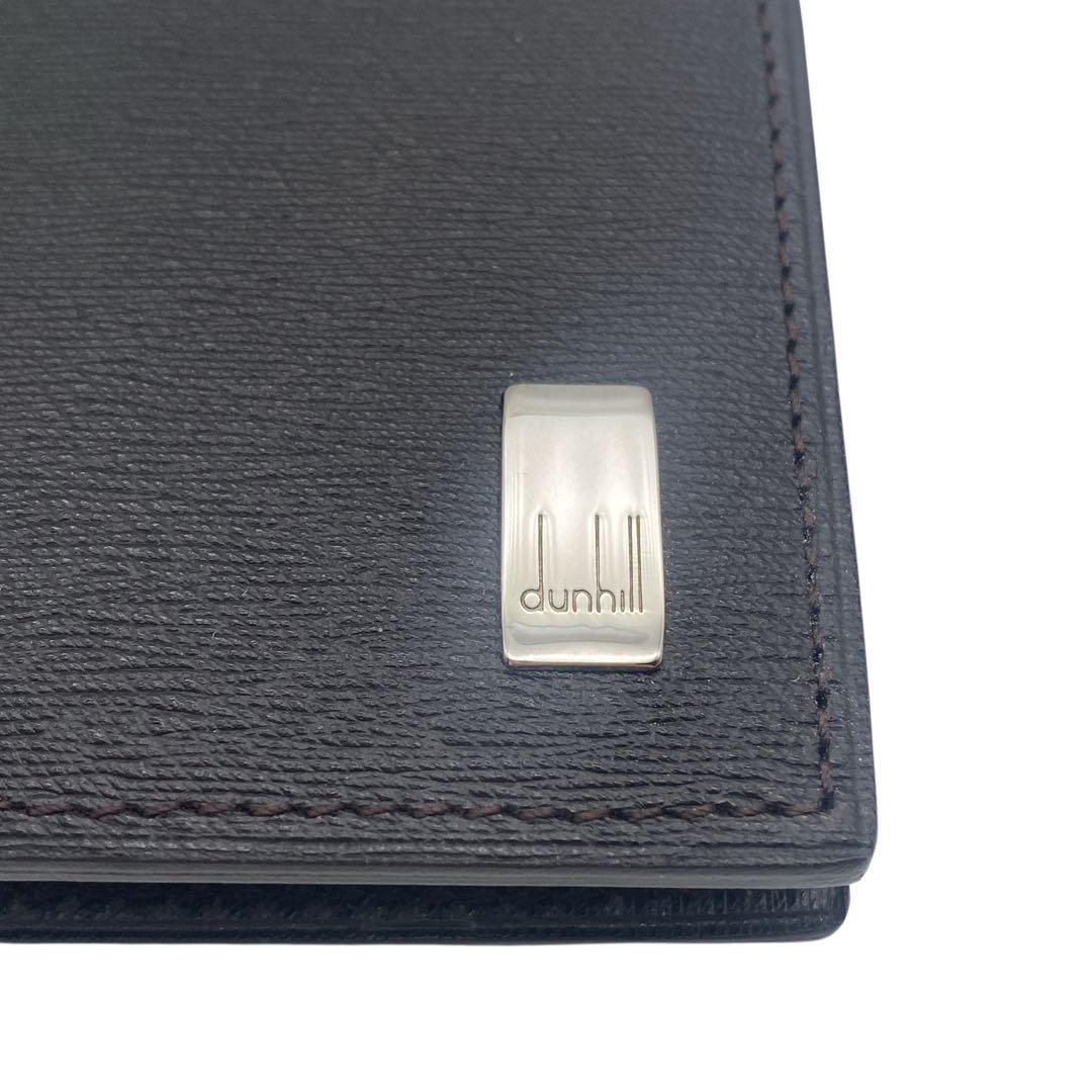 【未使用級】 ダンヒル dunhill 二つ折り財布 ロゴプレート ブラック