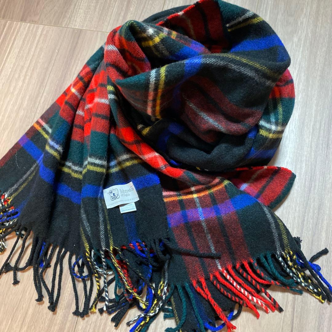 も*こ様 ジョンストンズ オブ エルガン カシミヤ 大判マフラー ショール チェ