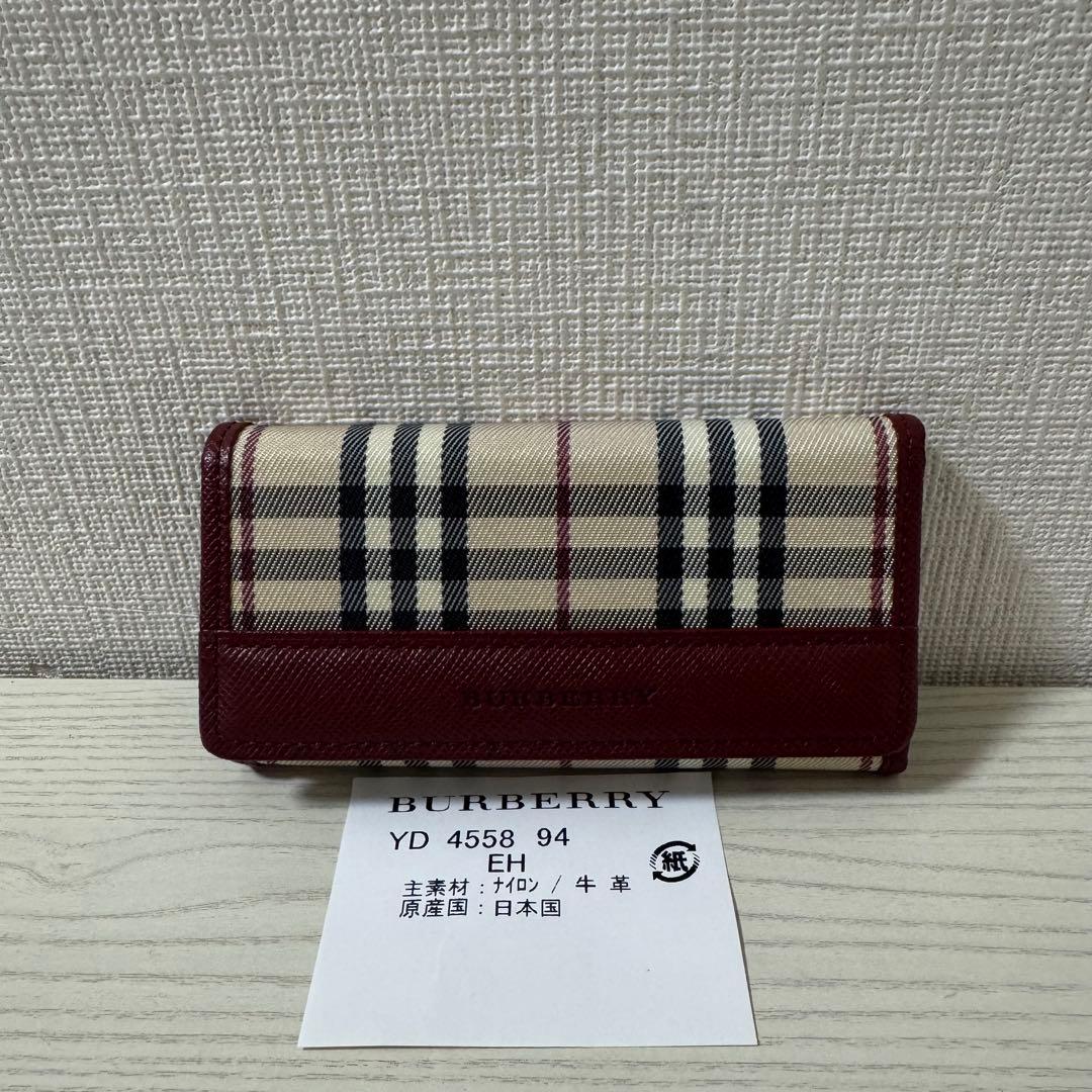 新品同様　BURBERRY バーバリー 5連 キーケース ボルドー　ノバチェック