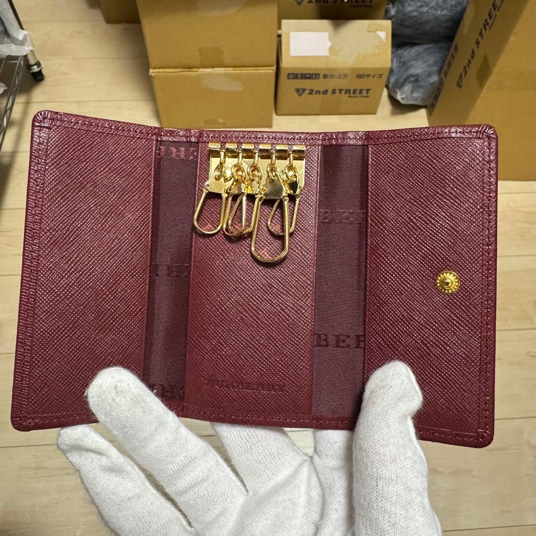 新品同様　BURBERRY バーバリー 5連 キーケース ボルドー　ノバチェック
