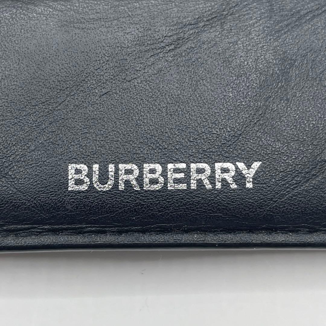 良品✨ BURBERRY スモークドチェック 二つ折り財布 PVC レザー 黒