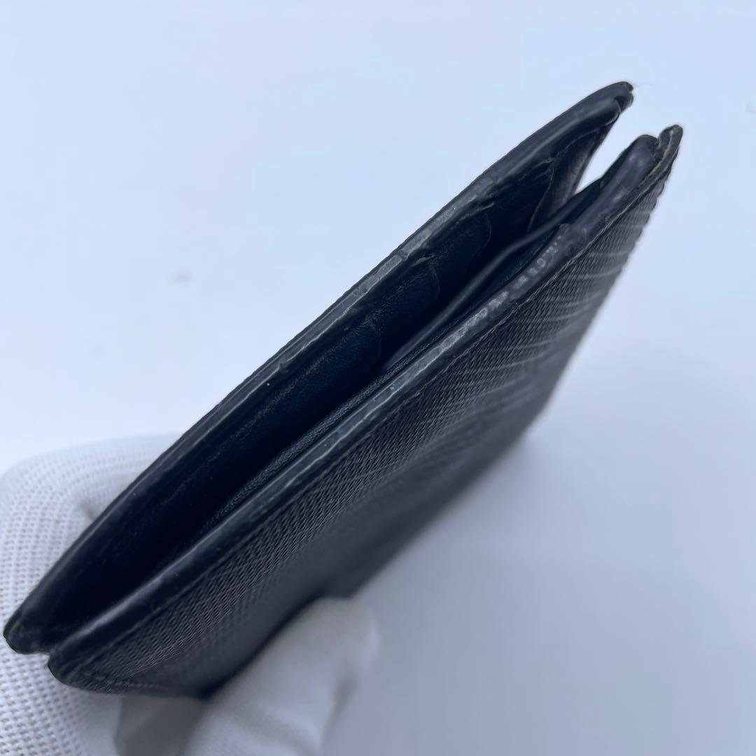 良品✨ BURBERRY スモークドチェック 二つ折り財布 PVC レザー 黒