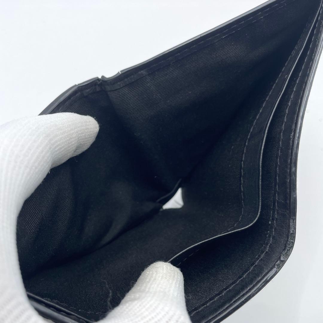 良品✨ BURBERRY スモークドチェック 二つ折り財布 PVC レザー 黒