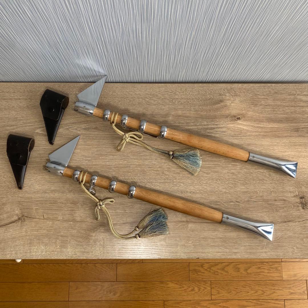 消防団 退団記念品 鳶口 一対 (2本) 祭礼用 木柄金具付 とび口