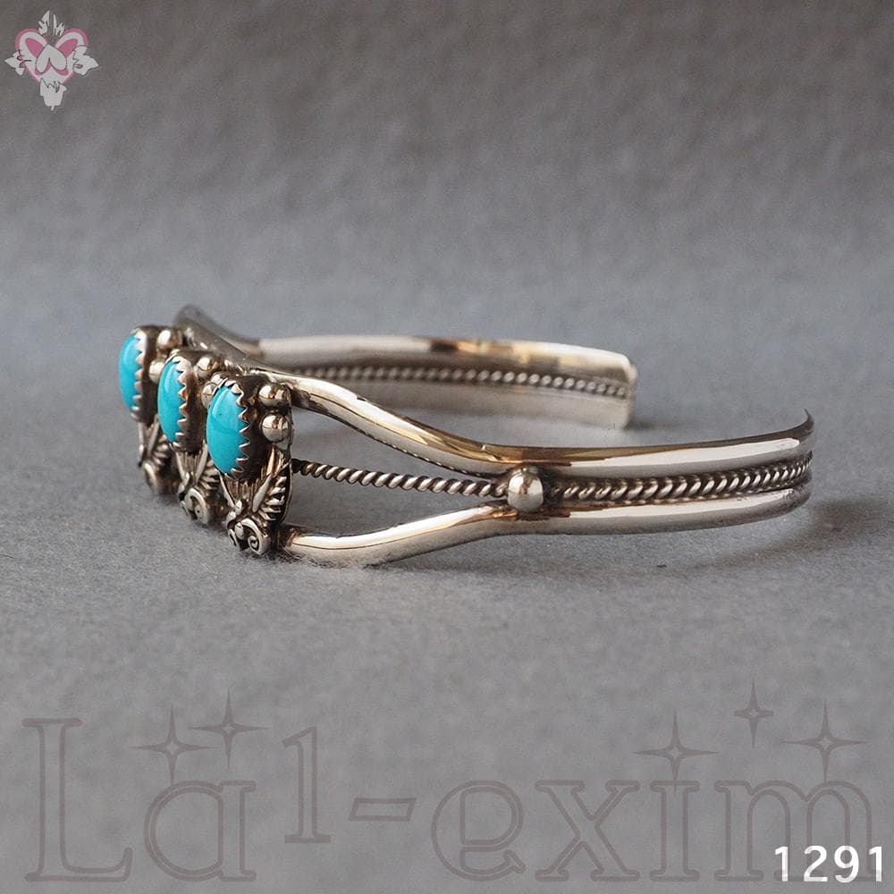 超美品 ターコイズ ３個 インディアンジュエリー 純銀 バングル 刻印 ナバホ族