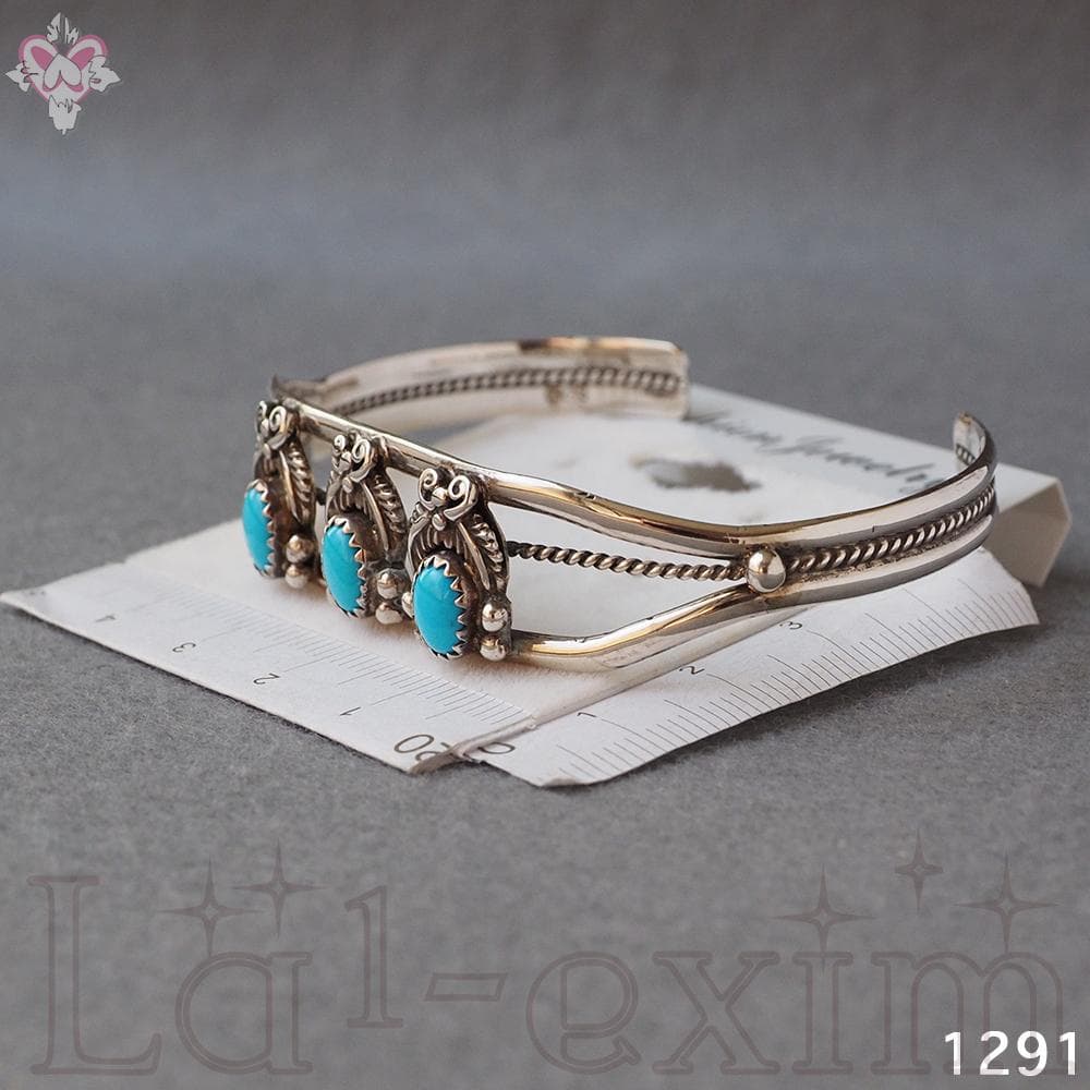超美品 ターコイズ ３個 インディアンジュエリー 純銀 バングル 刻印 ナバホ族