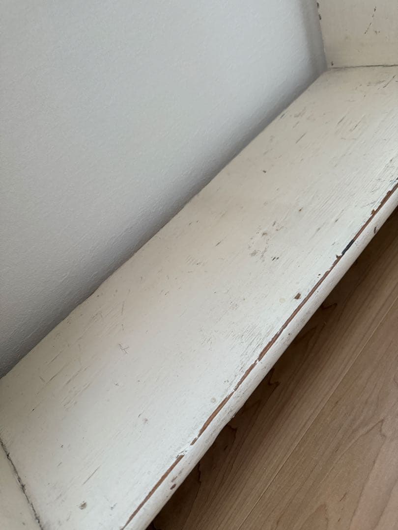 【英国直輸入】アンティーク ホワイト木製シェルフ