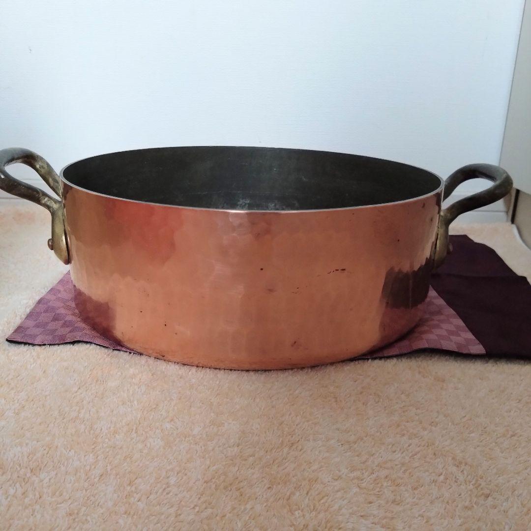 マトファー 銅製 打ち出し 鎚目 両手鍋 直径約28.5cm 板厚3mm