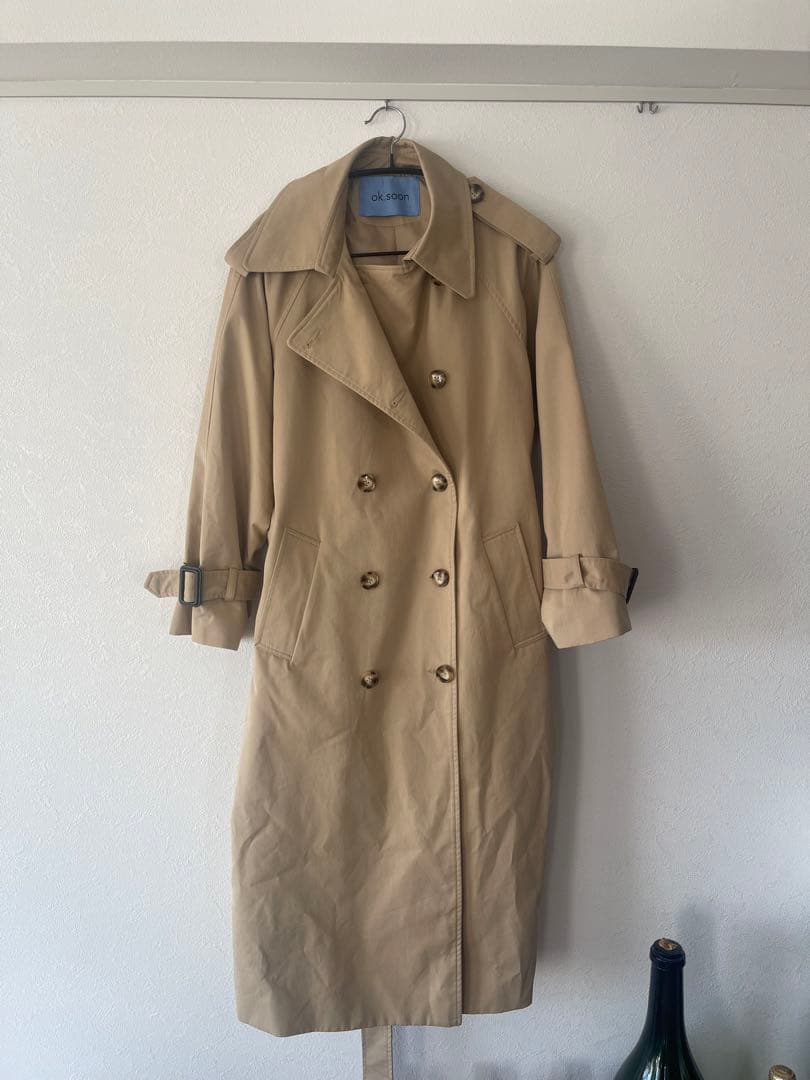 ok.soon オクスン　ベージュ ダブルブレスト トレンチコート