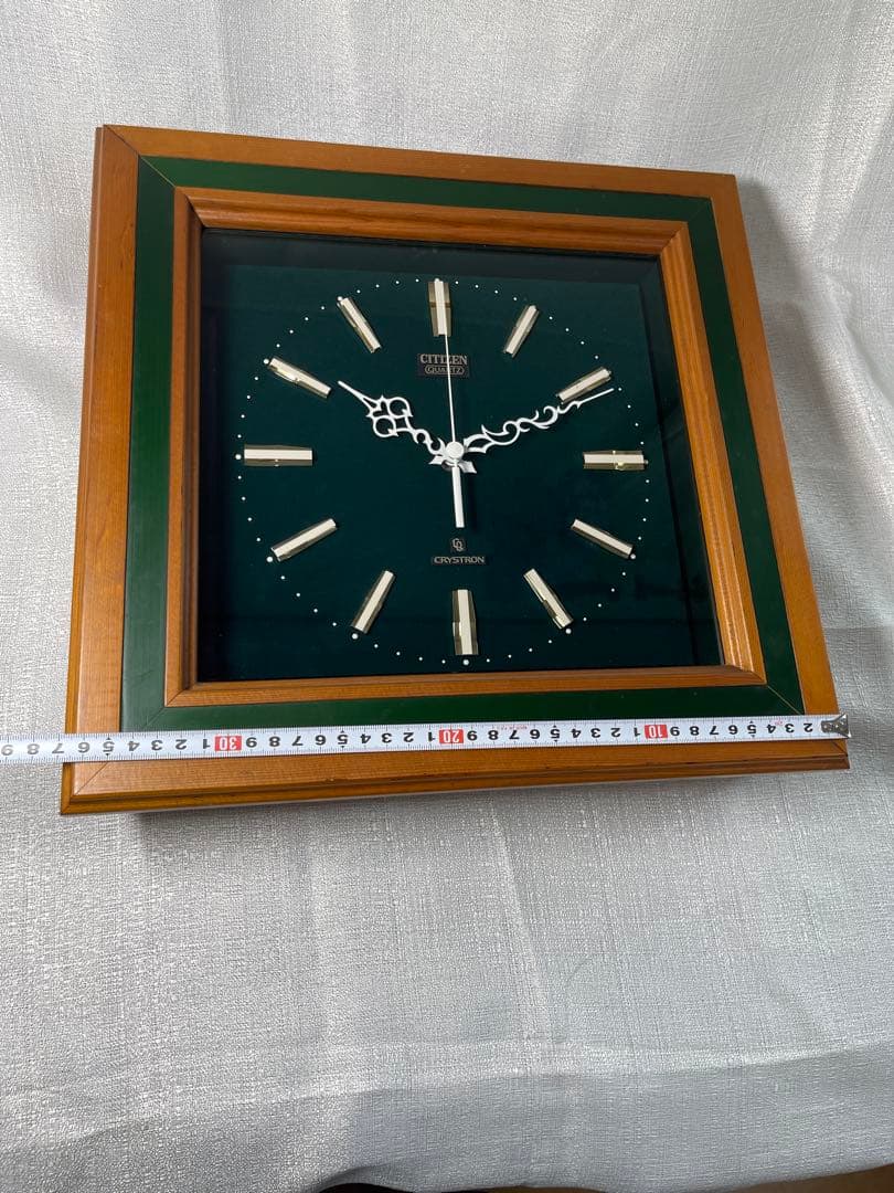 CITIZEN 掛時計 緑 正方形 約35cm 動きます　貴重　レア　昭和レトロ