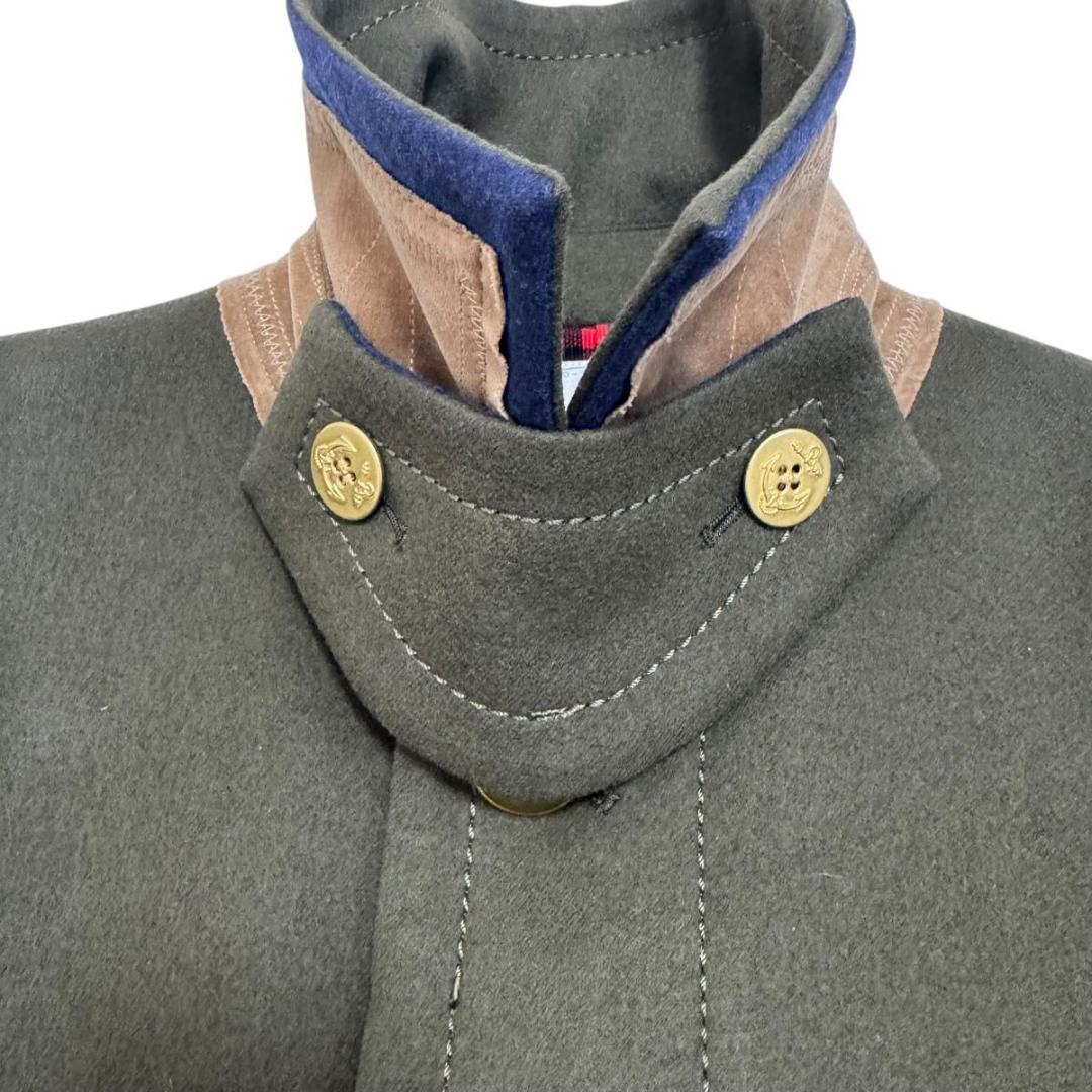 ほぼ新品✨sacai　メルトン　ロングコート　ミリタリー　裏地　チェック　2
