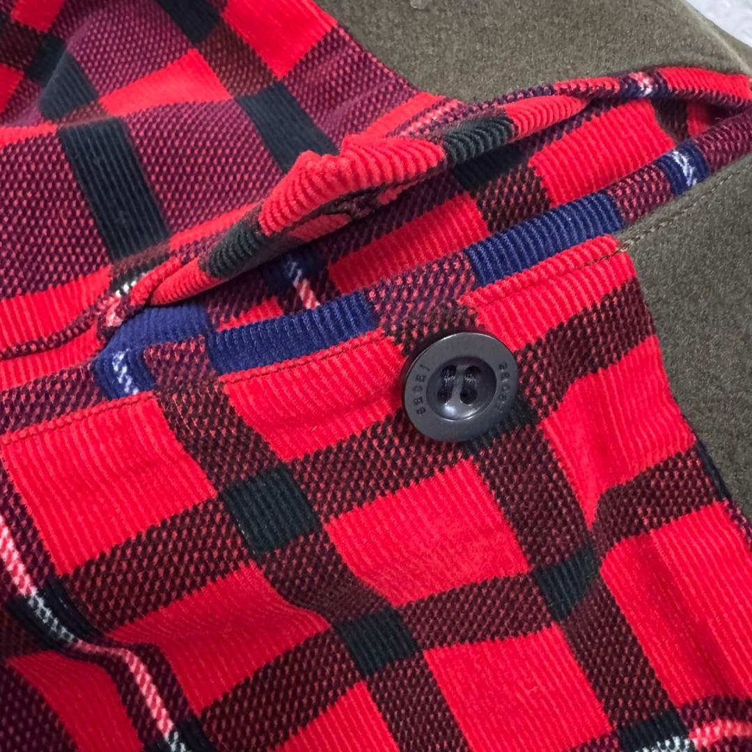 ほぼ新品✨sacai　メルトン　ロングコート　ミリタリー　裏地　チェック　2