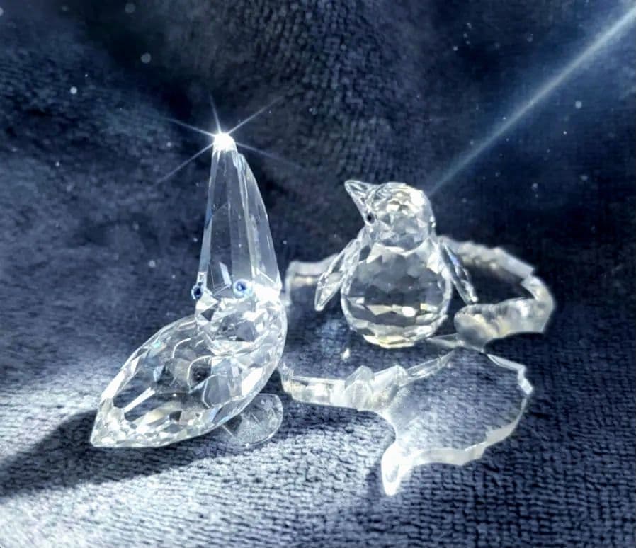 ❅冬の陽だまり スワロフスキー ペンギン台座付＆ペリカン2点セット クリスタル