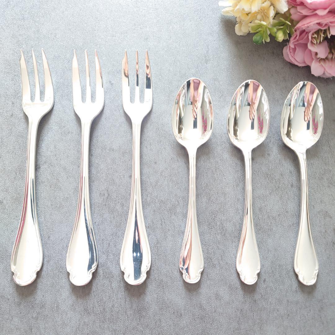 希少 美品 クリストフル ポンパドール ケーキフォーク コーヒースプーン 6点