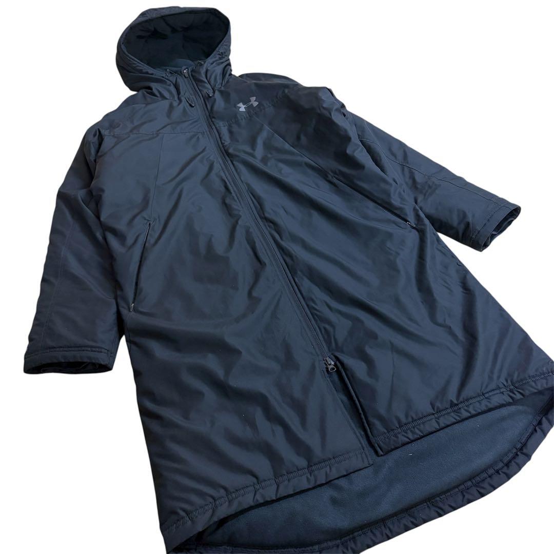 UNDER ARMOUR 保温性 ロゴプリント フーデット ベンチコート XXL
