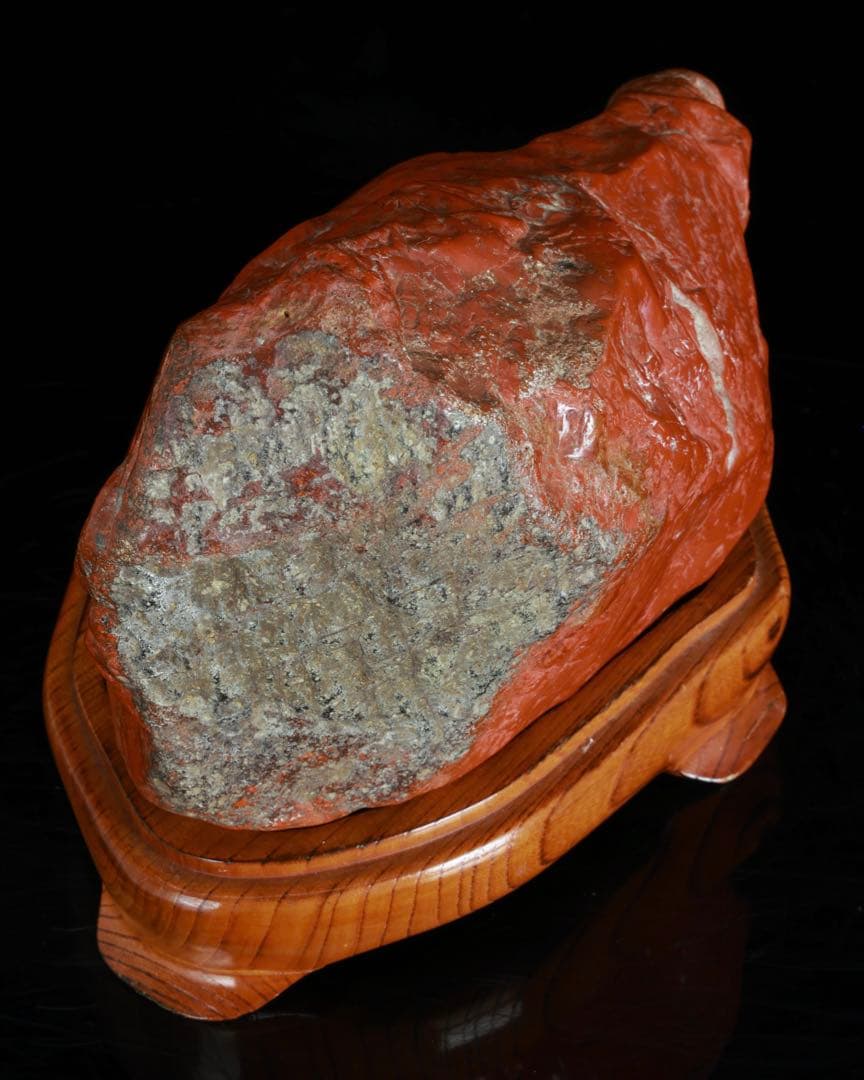 佐渡 赤玉石 赤石 碧玉 台座付 6.4kg 水石 鑑賞石 天然石 盆石 飾石