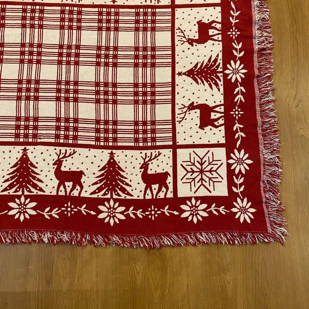 ゴブラン織 ラグ トナカイ ツリー アメリカンカントリー 大判 170×117