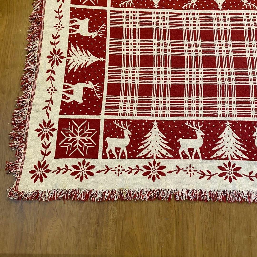 ゴブラン織 ラグ トナカイ ツリー アメリカンカントリー 大判 170×117