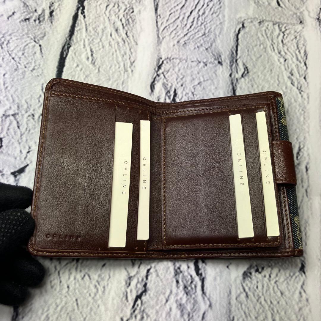 美品✨セリーヌ パリマカダム デニムキャンバス レザー トリオンフ 三つ折り財布