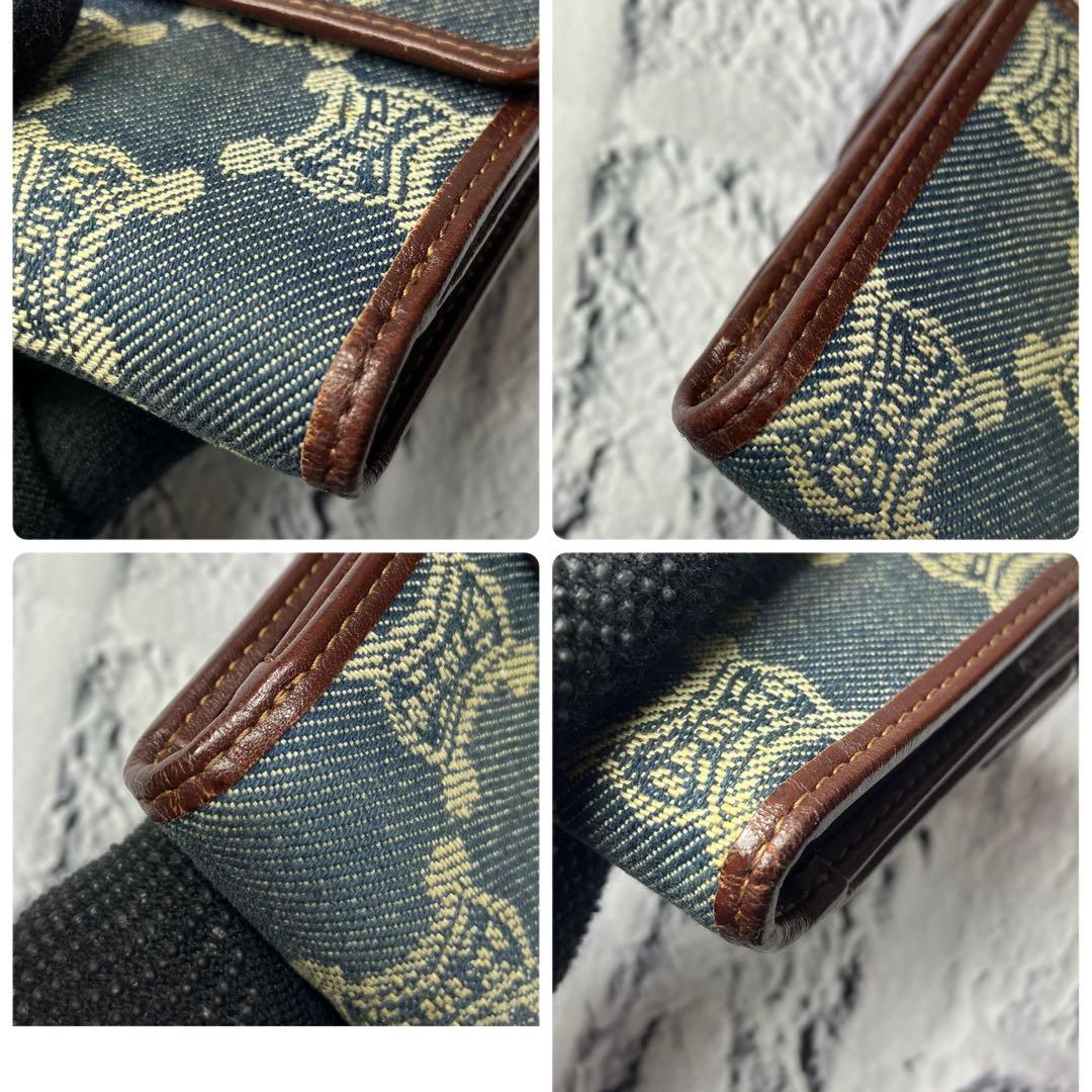美品✨セリーヌ パリマカダム デニムキャンバス レザー トリオンフ 三つ折り財布