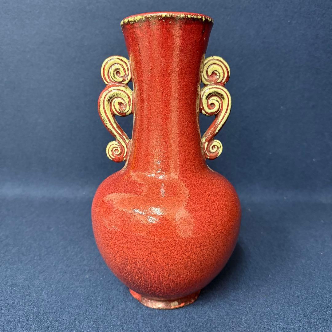 辰砂 花器 花瓶 中国 時代 古玩 当時物 旧家 蔵出 骨董品