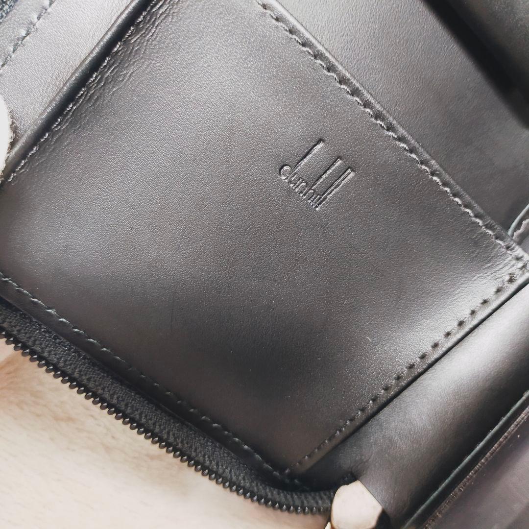 美品 ダンヒル レザー ラウンドファスナー オーガナイザー 財布 ブラック