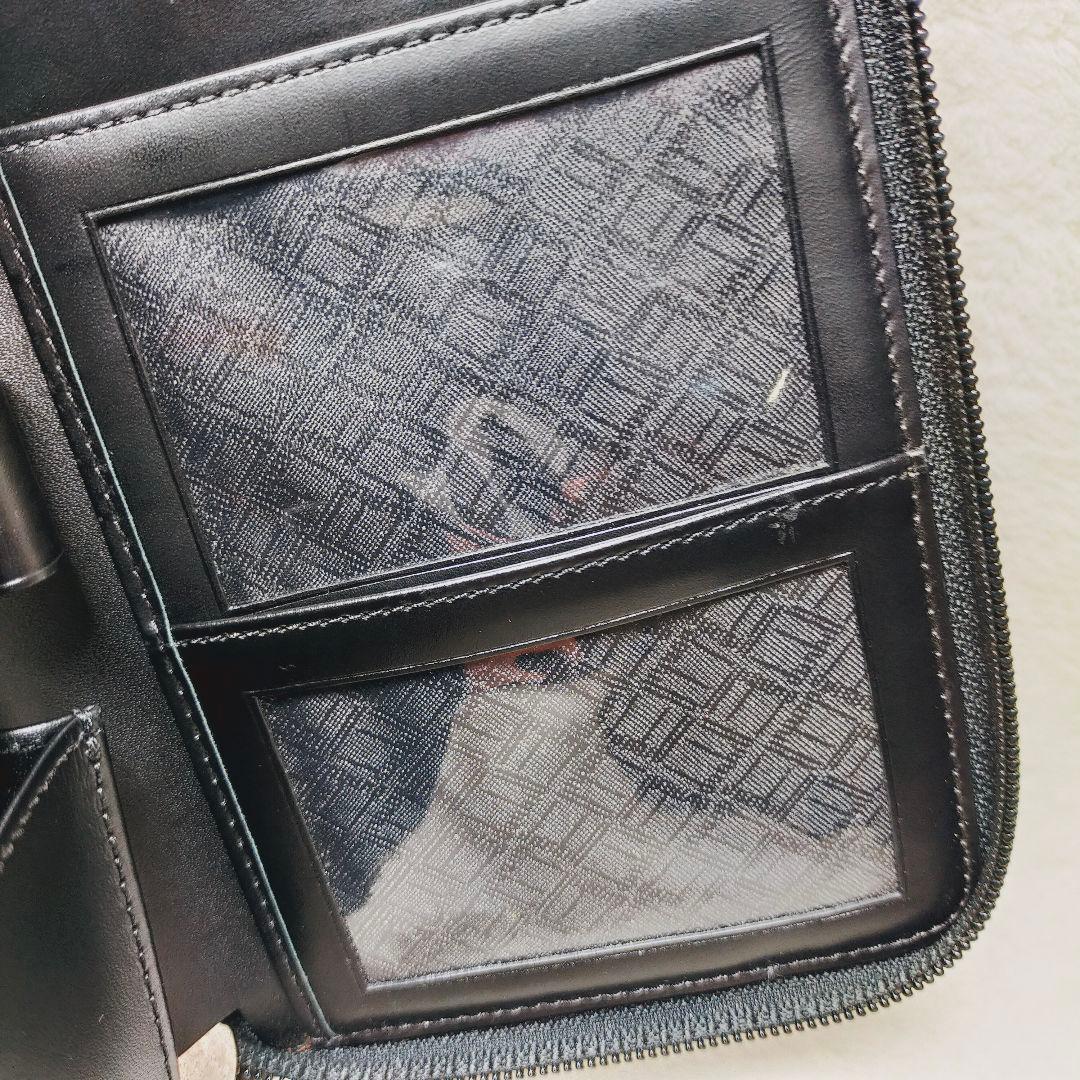 美品 ダンヒル レザー ラウンドファスナー オーガナイザー 財布 ブラック