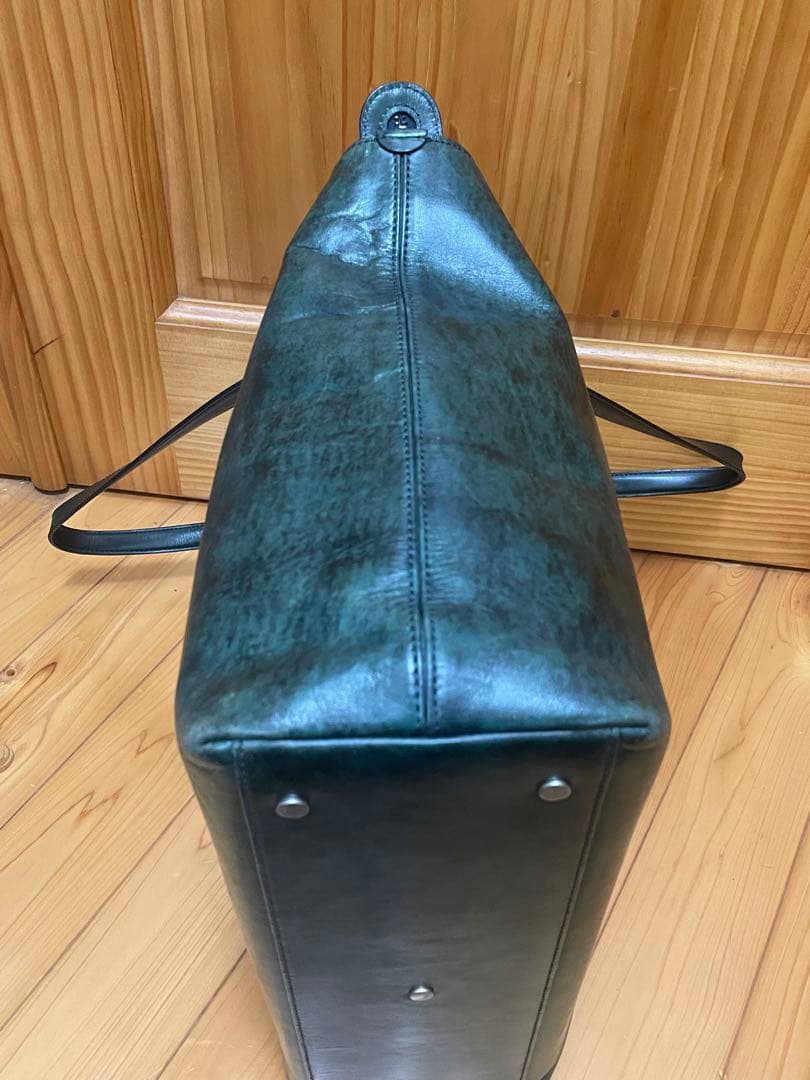 エルゴポック トートバッグ レザー ネイビー グリーン A4 HERGOPOCH