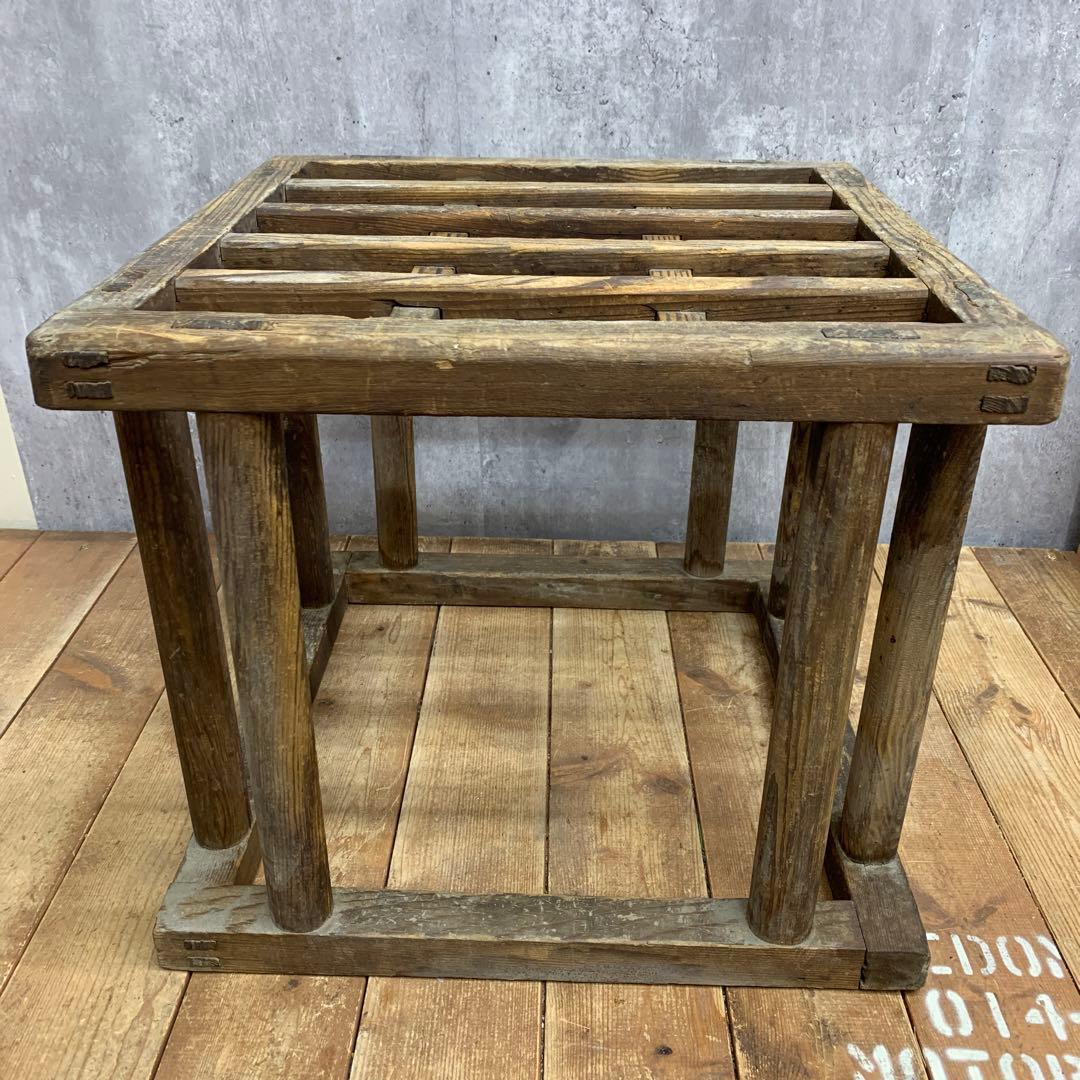A-1 【古道具】ヴィンテージ 木製 櫓コタツ 格子台 花台 天然木 昭和レトロ