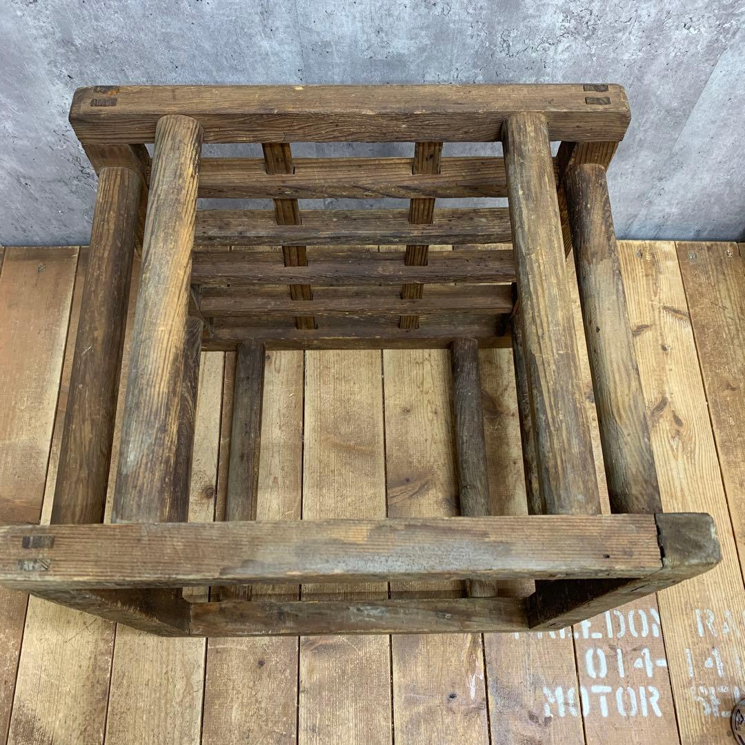 A-1 【古道具】ヴィンテージ 木製 櫓コタツ 格子台 花台 天然木 昭和レトロ