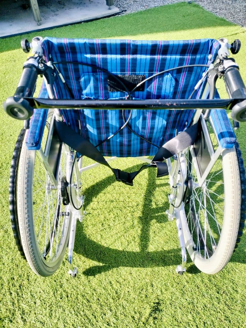 カワムラサイクル アルミフレーム 自走兼介助用 リクライニング 青紫ストライプ