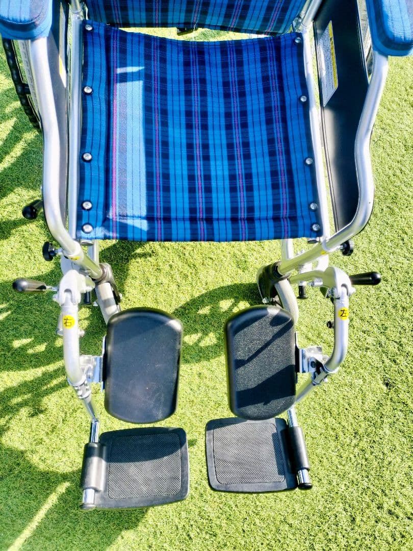 カワムラサイクル アルミフレーム 自走兼介助用 リクライニング 青紫ストライプ