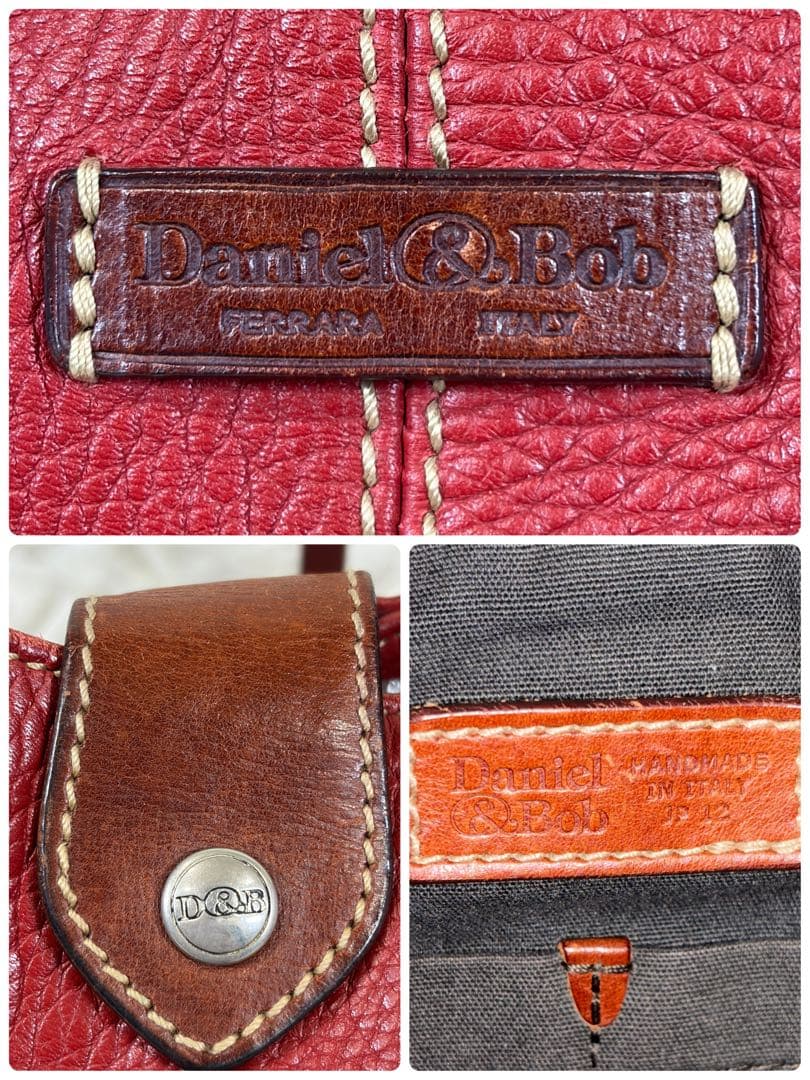 【美品】ダニエルアンドボブ パネルイントートバッグ シボ革 大容量 イタリア製赤