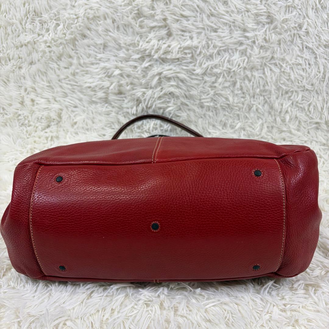 【美品】ダニエルアンドボブ パネルイントートバッグ シボ革 大容量 イタリア製赤