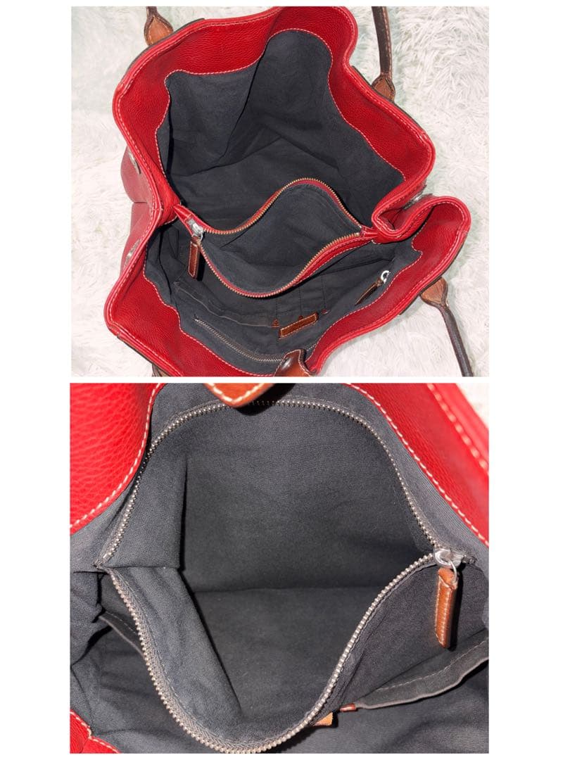 【美品】ダニエルアンドボブ パネルイントートバッグ シボ革 大容量 イタリア製赤